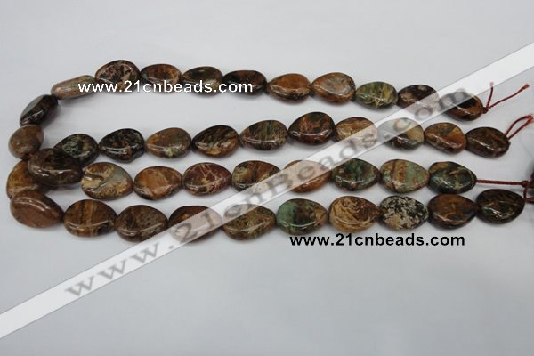 COP761 15.5 inches 15*20mm flat teardrop green opal gemstone beads