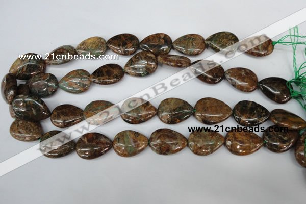 COP762 15.5 inches 18*25mm flat teardrop green opal gemstone beads