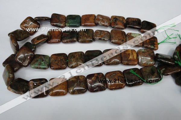 COP765 15.5 inches 20*20mm square green opal gemstone beads