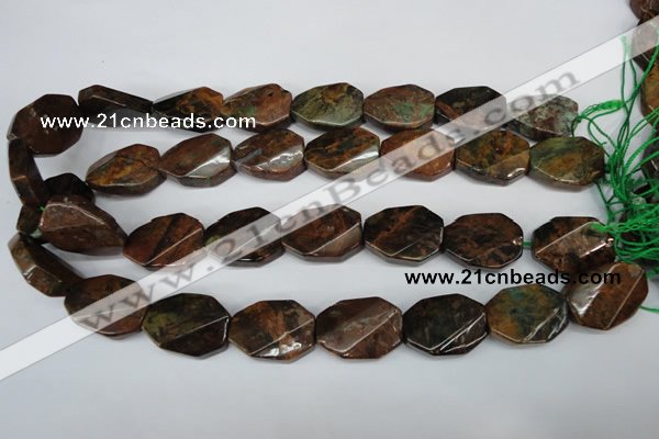 COP771 15.5 inches 18*25mm twisted octagonal green opal gemstone beads