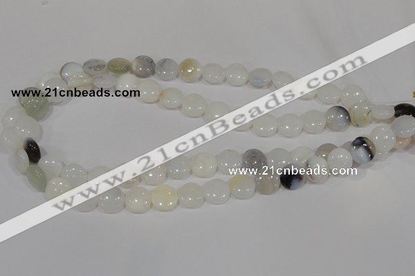 COP904 15.5 inches 12mm flat round natural white opal gemstone beads