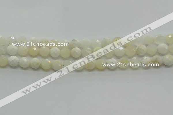 COP932 15.5 inches 8mm faceted round white opal gemstone beads