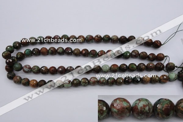 COP963 15.5 inches 10mm faceted round green opal gemstone beads