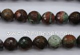 COP964 15.5 inches 12mm faceted round green opal gemstone beads