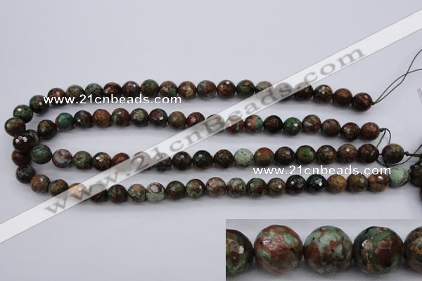 COP964 15.5 inches 12mm faceted round green opal gemstone beads