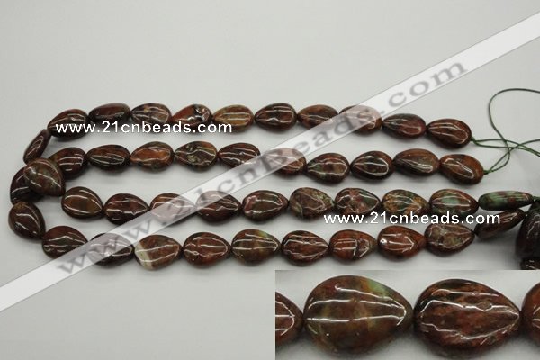 COP980 15.5 inches 13*18mm flat teardrop green opal gemstone beads