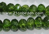 COQ102 15.5 inches 10*14mm faceted rondelle dyed olive quartz beads