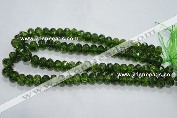 COQ102 15.5 inches 10*14mm faceted rondelle dyed olive quartz beads