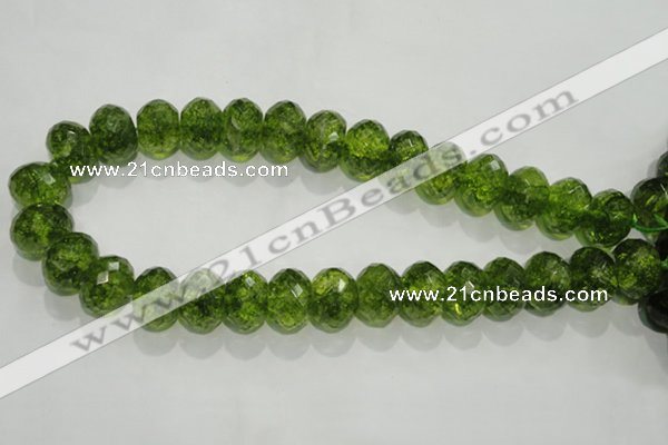 COQ104 15.5 inches 13*18mm faceted rondelle dyed olive quartz beads