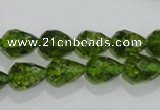 COQ108 15.5 inches 8*12mm faceted teardrop dyed olive quartz beads