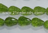 COQ109 15.5 inches 10*14mm faceted teardrop dyed olive quartz beads