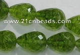 COQ112 15.5 inches 15*20mm faceted teardrop dyed olive quartz beads