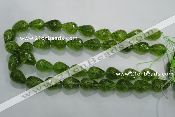 COQ112 15.5 inches 15*20mm faceted teardrop dyed olive quartz beads