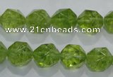 COQ117 15.5 inches 10mm faceted nuggets dyed olive quartz beads