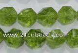 COQ118 15.5 inches 12mm faceted nuggets dyed olive quartz beads