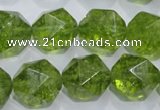 COQ119 15.5 inches 14mm faceted nuggets dyed olive quartz beads