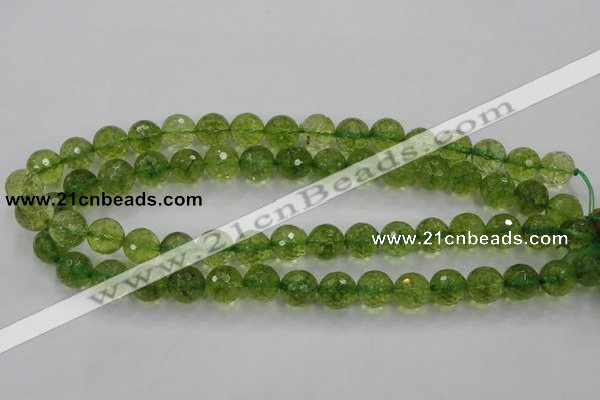 COQ12 16 inches 8mm faceted round dyed olive quartz beads wholesale