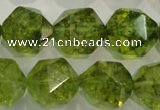 COQ120 15.5 inches 16mm faceted nuggets dyed olive quartz beads