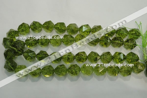 COQ120 15.5 inches 16mm faceted nuggets dyed olive quartz beads