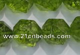 COQ121 15.5 inches 18mm faceted nuggets dyed olive quartz beads