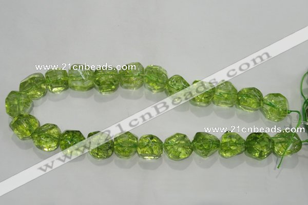 COQ125 15.5 inches 18mm nuggets dyed olive quartz beads