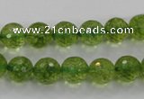 COQ16 16 inches 14mm faceted round dyed olive quartz beads wholesale