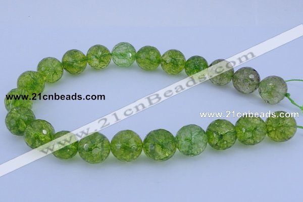 COQ18 16 inches 18mm faceted round dyed olive quartz beads wholesale