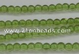 COQ201 15.5 inches 3mm - 4mm round natural olive quartz beads