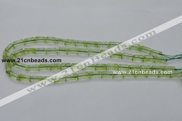 COQ22 16 inches 7*13mm column dyed olive quartz beads wholesale