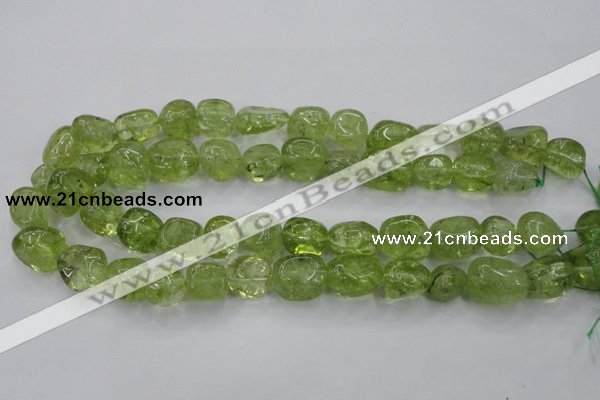 COQ23 16 inches 12*14mm nugget dyed olive quartz beads wholesale