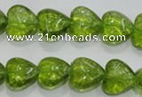 COQ30 15.5 inches 14*14mm heart dyed olive quartz beads wholesale