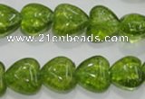 COQ32 15.5 inches 18*18mm heart dyed olive quartz beads wholesale