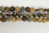 COS244 15.5 inches 12mm flat round ocean stone beads wholesale