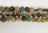 COS245 15.5 inches 14mm flat round ocean stone beads wholesale