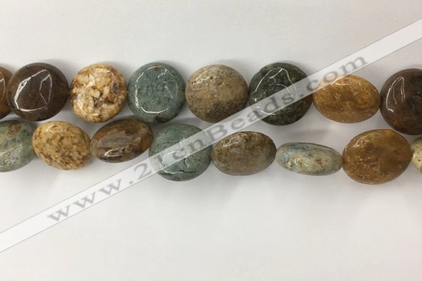 COS246 15.5 inches 16mm flat round ocean stone beads wholesale