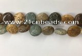 COS247 15.5 inches 18mm flat round ocean stone beads wholesale