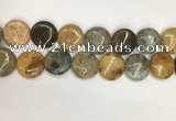 COS249 15.5 inches 25mm flat round ocean stone beads wholesale