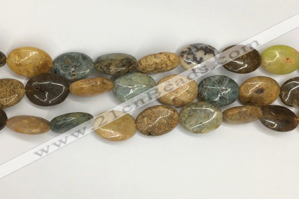 COS258 15.5 inches 10*14mm oval ocean stone beads wholesale