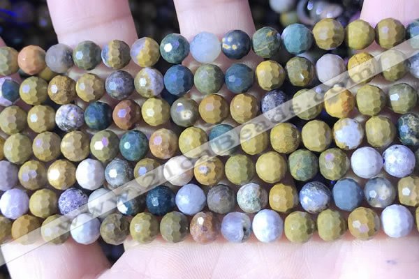 COS310 15.5 inches 6mm faceted round ocean jasper beads