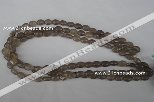 COV27 15.5 inches 8*10mm oval grey agate gemstone beads wholesale