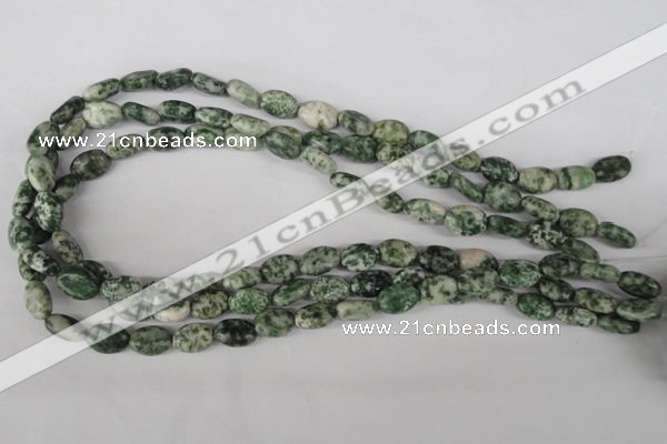 COV52 15.5 inches 8*12mm oval green spot gemstone beads wholesale