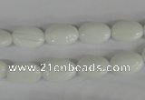 COV58 15.5 inches 8*12mm oval white porcelain beads wholesale