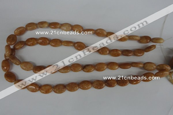 COV69 15.5 inches 10*14mm oval yellow jade beads wholesale