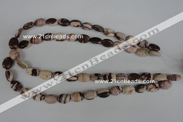 COV75 15.5 inches 10*14mm oval zebra jasper beads wholesale