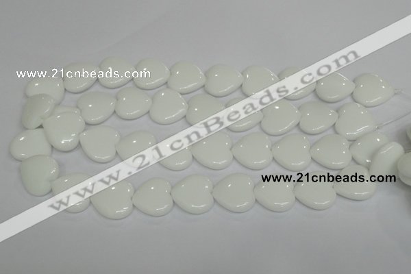 CPB106 15.5 inches 20*20mm heart white porcelain beads wholesale