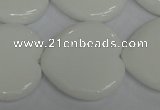 CPB108 15.5 inches 30*30mm heart white porcelain beads wholesale