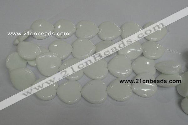 CPB108 15.5 inches 30*30mm heart white porcelain beads wholesale