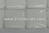 CPB116 15.5 inches 25*25mm square white porcelain beads wholesale