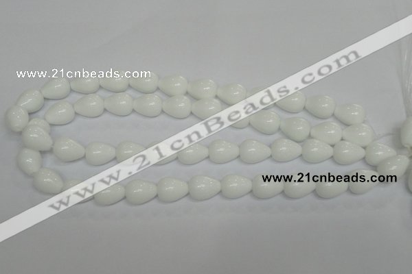 CPB22 15.5 inches 10*14mm teardrop white porcelain beads wholesale