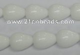 CPB23 15.5 inches 12*16mm teardrop white porcelain beads wholesale